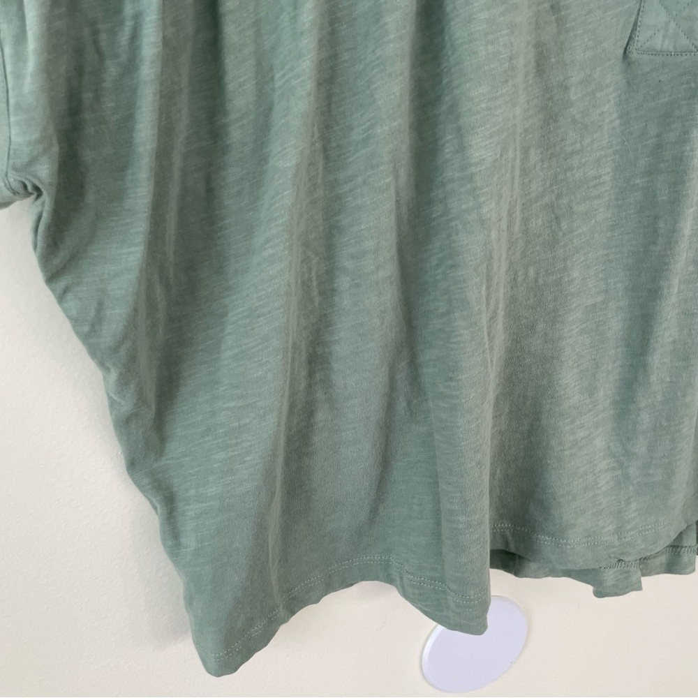 NWT LOFT Split Neck Mixed Media Top L Large in Bay Green 100% Cotton - Picture 6 of 10